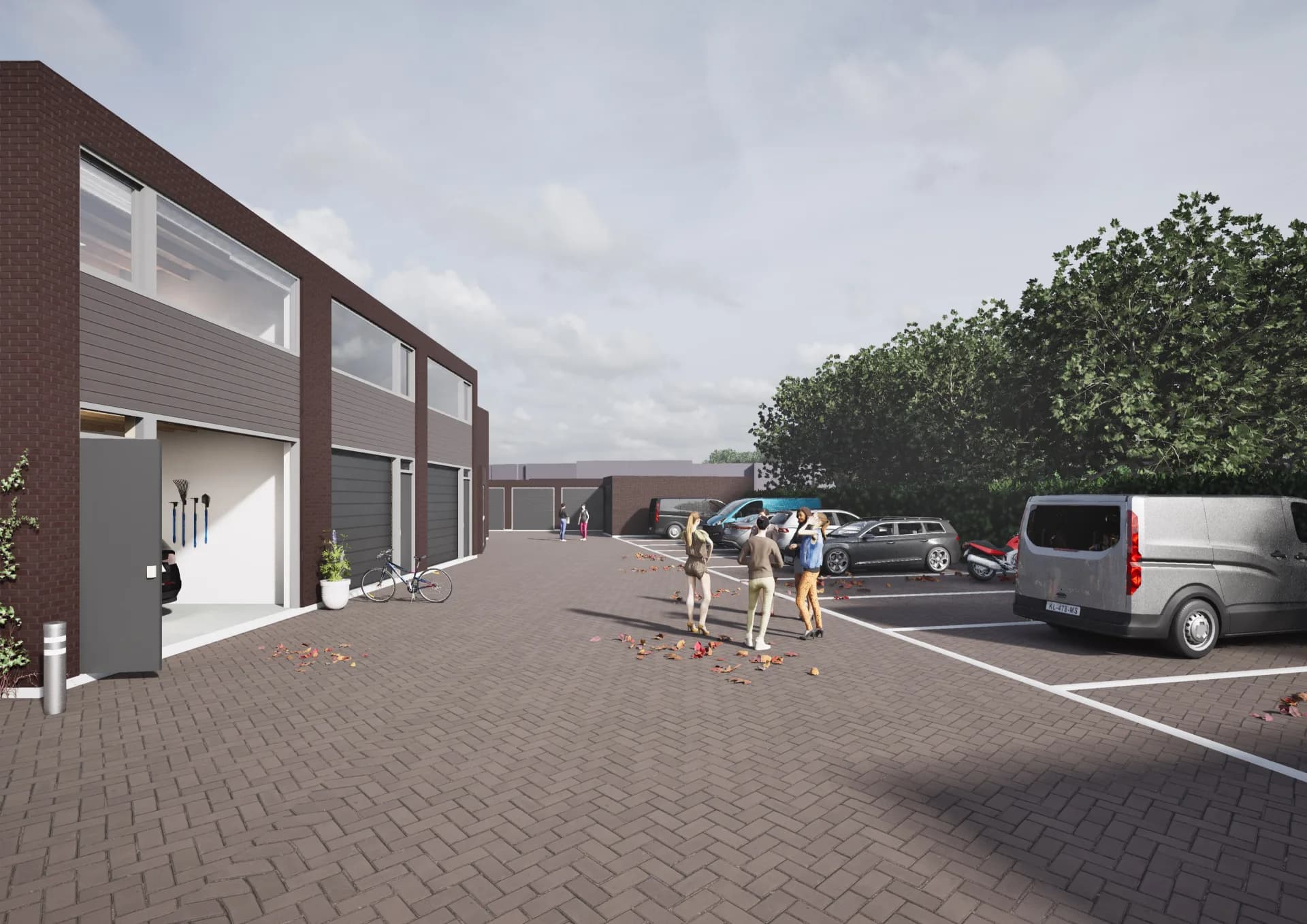 Parkeerplaats op het afgesloten eigen terrein, geschikt voor een auto, bestelbus, camper of boot